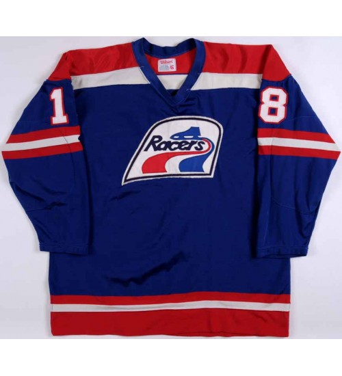 Custom WHA Indianapolis Racers 18 Brian Coates Hockey Jersey Blue